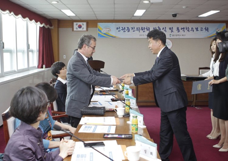 중국 비성시, 북구청 방문