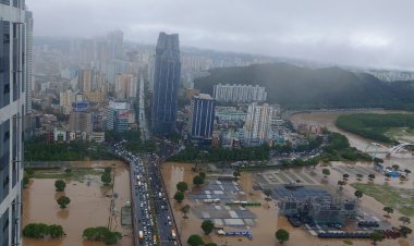호우경보 속 울산 태화교 인근 둔치 침수